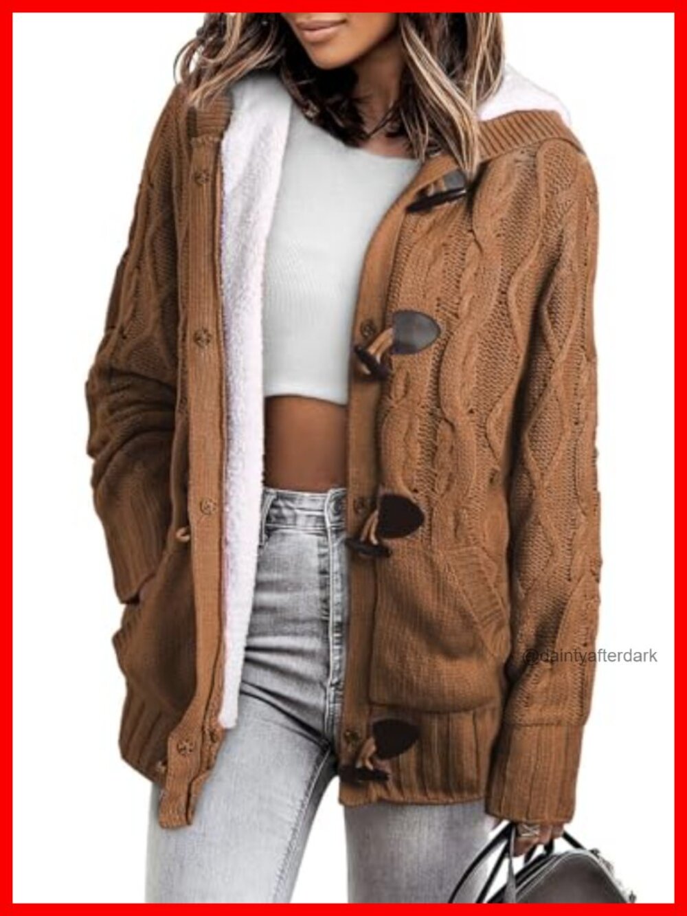 Fleece Lined Hooded Cardigan Sweater Button Down Winter Coat